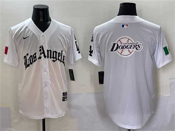 Mens Los Angeles Dodgers Team Big Logo White Mexico 2025 LA Gothic Style With Fernando Patch Vapor Premier Limited Stitched Jersey->los angeles dodgers->MLB Jersey